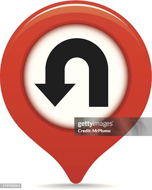 u-turn map pointer - letter u stock illustrations