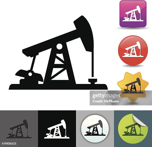 pumpjack symbol/solicosi series - ölquelle stock-grafiken, -clipart, -cartoons und -symbole