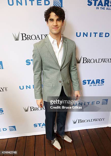 Darren Criss poses at The 2015 Stars In The Alley Outdoor Concert in Shubert Alley on May 27, 2015 in New York City.