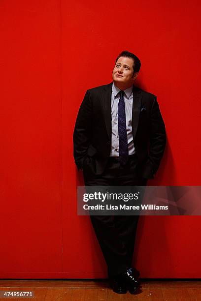 Chaz Bono poses backstage prior to speaking with Dr Elizabeth Riley as part of the 2014 Sydney Gay & Lesbian Mardi Gras at the Seymour Centre on...