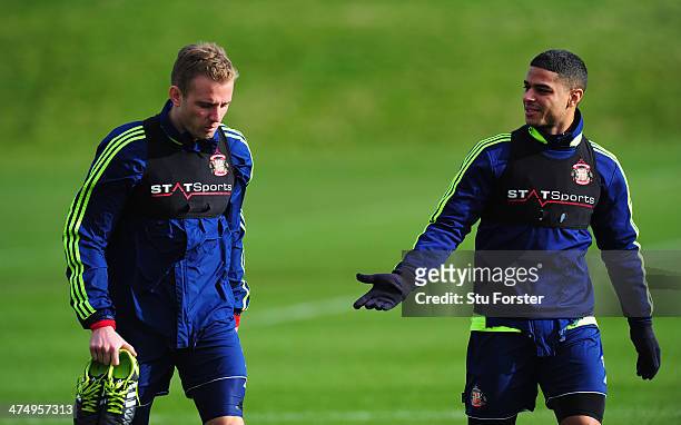 Sunderland players Lee Cattermole and Liam Bridcutt arrive for Sunderland training ahead of sunday's Capital One Cup Final against Manchester City,...