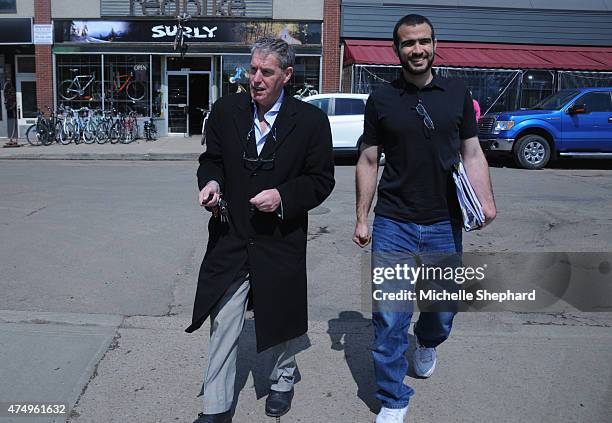 Omar Khadr on his first day of freedom after nearly 13 years in prison with longtime Canadian lawyer Dennis Edney.
