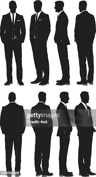 various views of businessman - hands in pockets vector stock illustrations