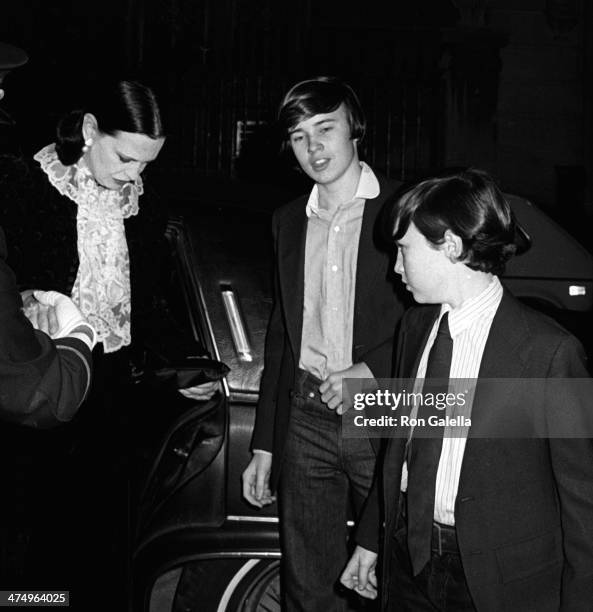 Gloria Vanderbilt, Carter Cooper and Anderson Cooper attend Woody Allen New Year Eve's Party on December 31, 1979 at Harkness House in New York City.