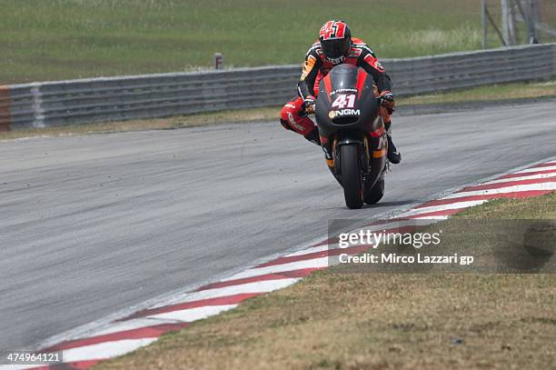 Aleix Espargaro of Spain and NGM Mobile Forward Racing heads down a straight during the MotoGP Tests in Sepang - Day One at Sepang Circuit on...