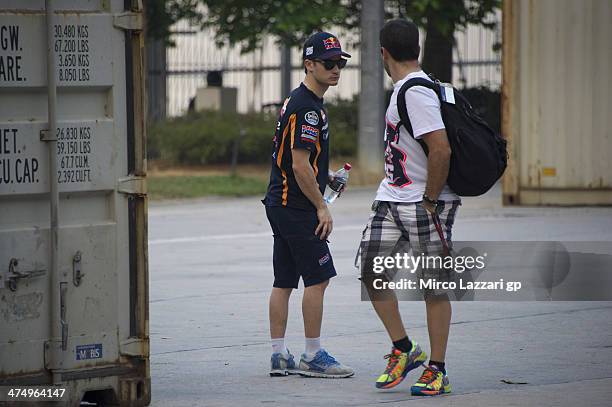 Dani Pedrosa of Spain and Repsol Honda Team walks in paddock during the MotoGP Tests in Sepang - Day One at Sepang Circuit on February 26, 2014 in...