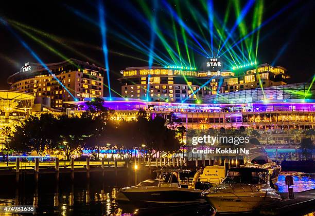 vivid sydney 2015-sterne - the star sydney casino hotel stock-fotos und bilder