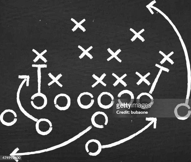 american football touchdown strategy diagram on chalkboard - american football professional player not soccer stock illustrations