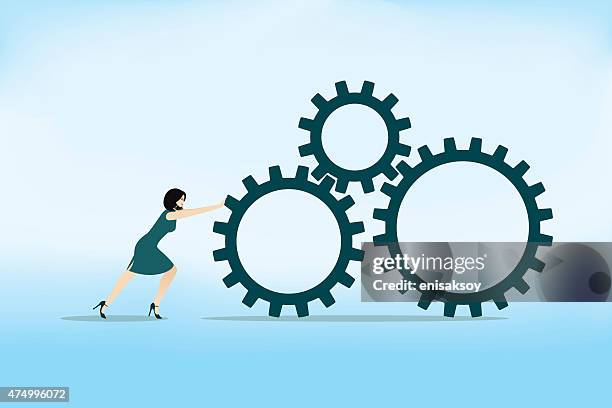 ilustraciones, imágenes clip art, dibujos animados e iconos de stock de equipo de engranajes - piñón rueda dentada