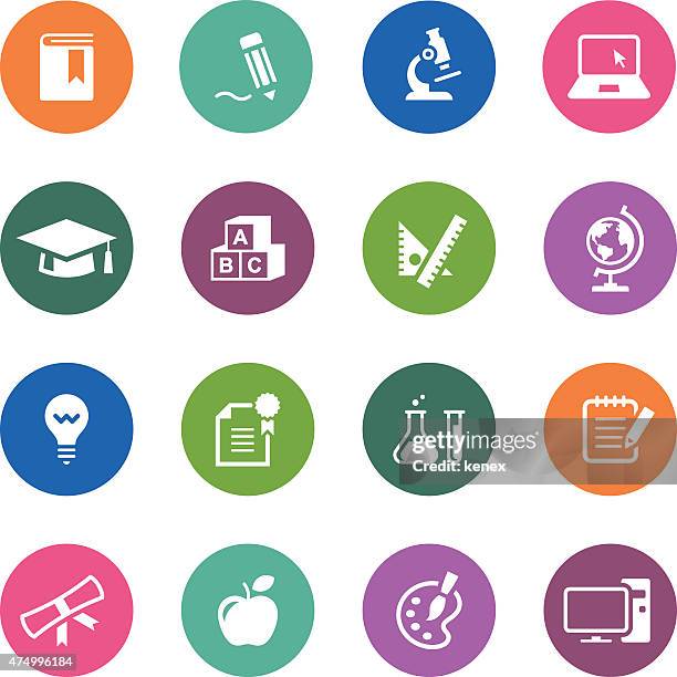 circle icons series | education - laptop netbook stock illustrations