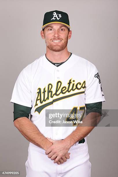 Philip Humber of the Oakland Athletics poses during Photo Day on Saturday, February 22, 2014 at Phoenix Municipal Stadium in Phoenix, Arizona.