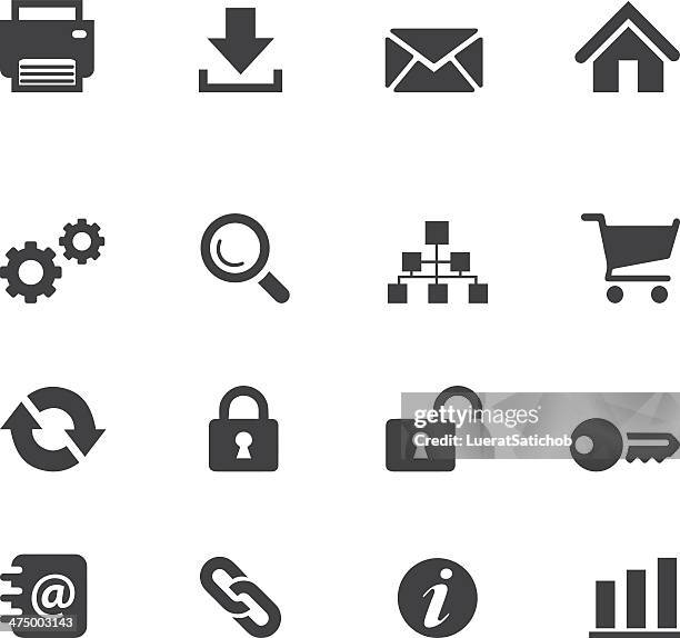 web and internet silhouette icons - hyperlink stock illustrations