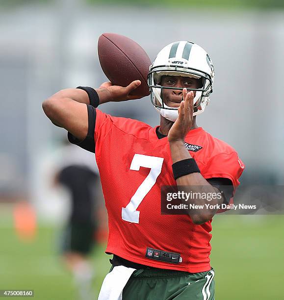 New York Jets quarterback Geno Smith when the New York Jets practiced Wednesday, May 27, 2015 at their training facility in Florham Park, New Jersey.