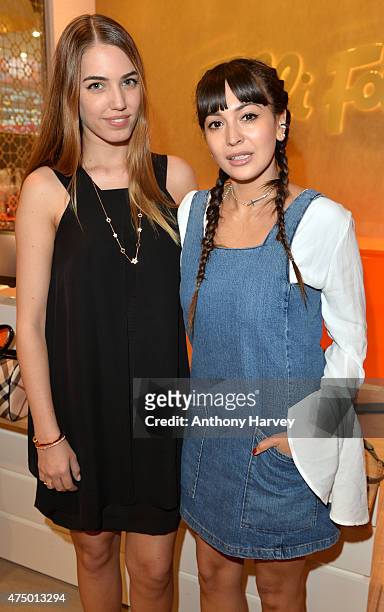 Amber Le Bon and Zara Martin attend the launch of the New Folli Follie Flagship Store on Oxford Street on May 28, 2015 in London, England.