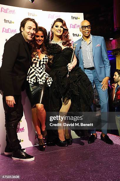 Jonathan Ross, Katie Price, winner of Ru Paul's Drag Race, The Vivienne and Ru Paul at the final of RuPaul's Drag Race 'UK Ambassador' hosted by...