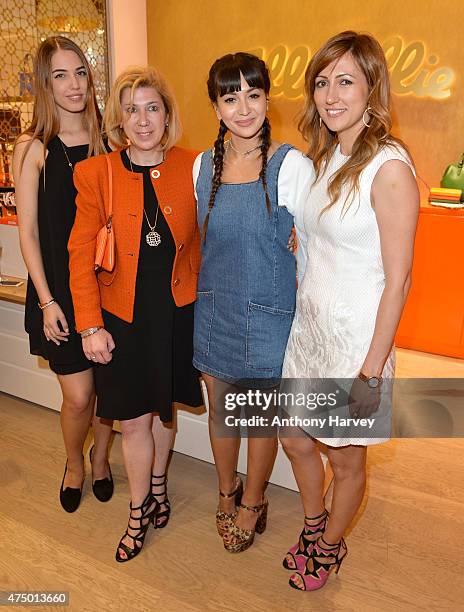 Amber Le Bon, Elena Mathiou, Zara Martin and Aphrodite Pigi attend the launch of the New Folli Follie Flagship Store on Oxford Street on May 28, 2015...