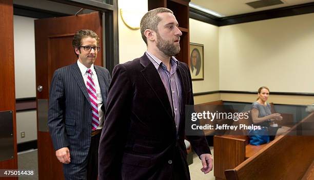 Dustin Diamond enter the courtroom for his trial in the Ozaukee County Courthouse May 28, 2015 in Port Washington, Wisconsin. Diamond, best known for...