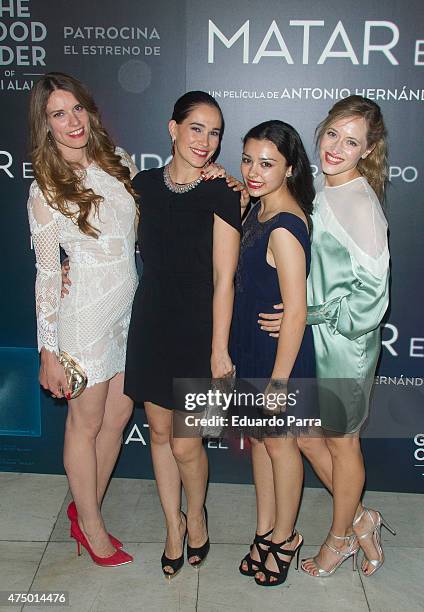 Actress Mariona Tena, actress Celia Freijeiro, actress Carla Diaz and actress Marta Larralde attend 'Matar el tiempo' premiere at Capitol cinema on...