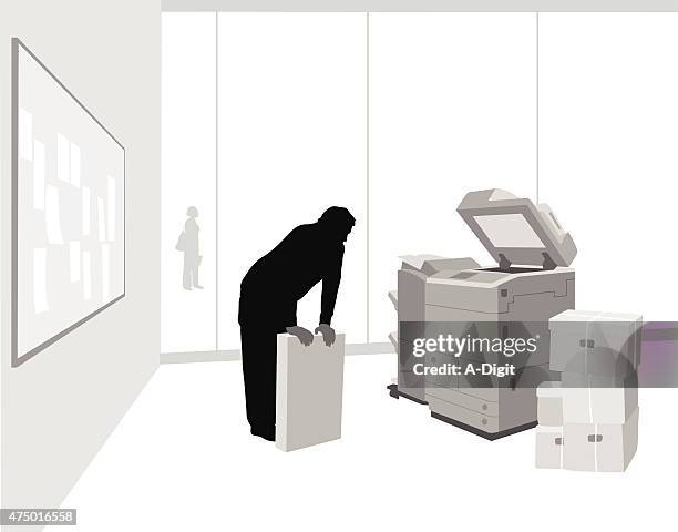 photocopier maintenance - man opening window stock illustrations