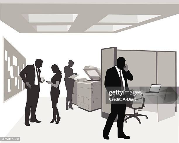 ilustrações de stock, clip art, desenhos animados e ícones de escritório de comunicação - business woman desk stand