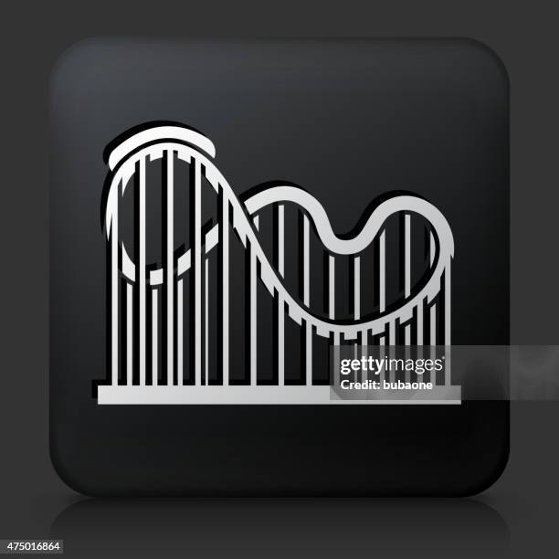 black square button with roller coaster icon - rollercoaster stock illustrations