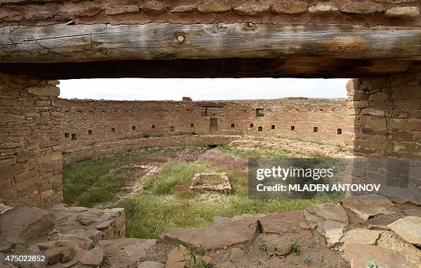 The ruins of the Great Kiva of Casa Rinconada house built by Ancient Puebloan People is seen at Chaco Culture National Historical Park on May 20,...