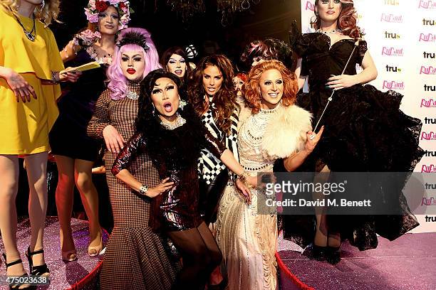 Katie Price with contestants and guests at the final of RuPaul's Drag Race "UK Ambassador" hosted by truTV and RuPaul at Cafe De Paris, ahead of the...