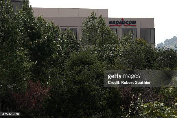 Broadcom Corp. Offices are shown May 28, 2015 in Irvine, California. The company has agreed to be acquired by Avago Technologies Inc. For $37 billion...