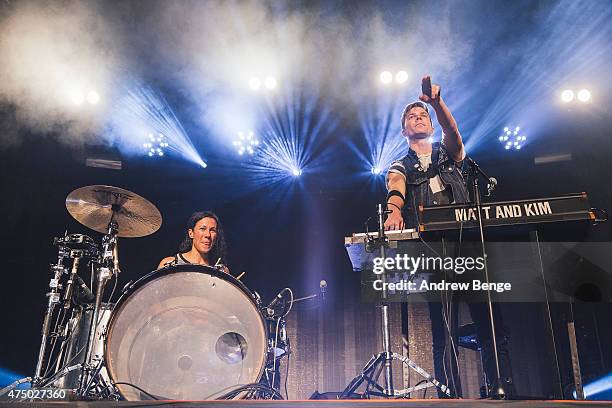 Kim Schifino and Matt Johnson of Matt & Kim perform on stage at Heaven on May 28, 2015 in London, United Kingdom