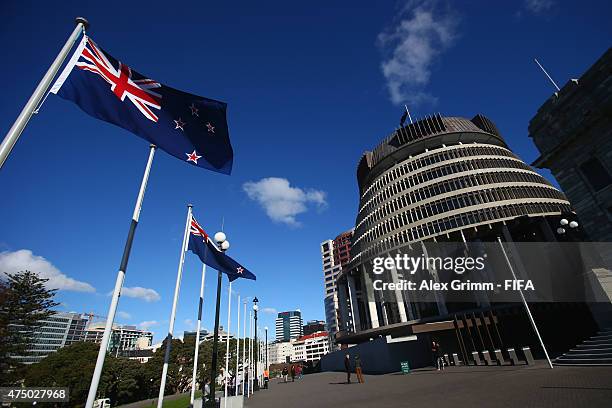 General view of the parliament buildings ahead of the FIFA U-20 World Cup New Zealand 2015 on May 29, 2015 in Wellington, New Zealand.