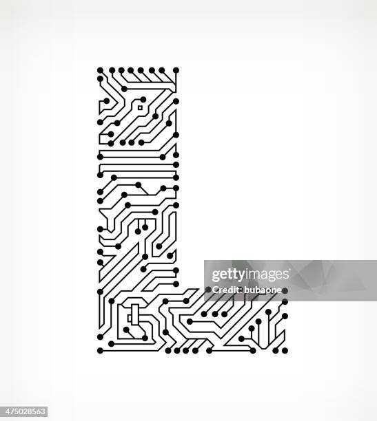 letter l circuit board on white background - letter board stock illustrations