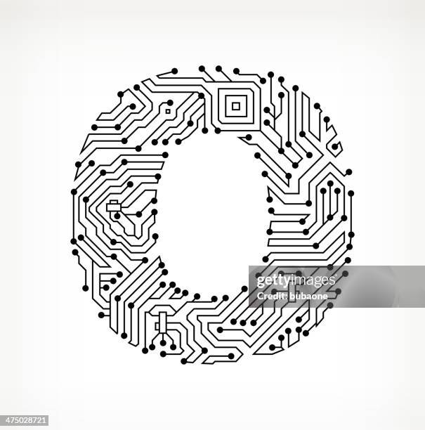 letter o circuit board on white background - letter board stock illustrations