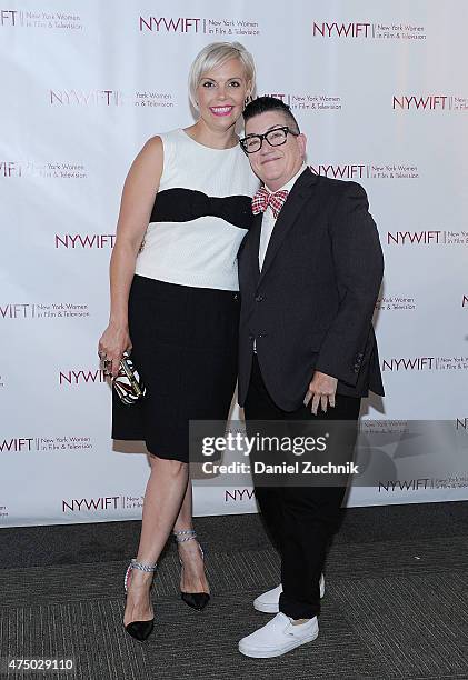 Jenn Rogan and Lea DeLaria attend the 2015 New York Women In Film & Television Designing Women Awards Gala at Scholastic Auditorium on May 28, 2015...