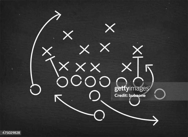 american football touchdown strategie zeichnung auf tafel - man made structure stock-grafiken, -clipart, -cartoons und -symbole