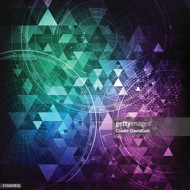 abstract triangle background with space elements - astronomy map stock illustrations