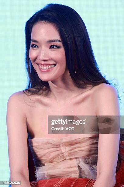 Actress Shu Qi attends new film "All You Need Is Love" press conference on May 28, 2015 in Beijing, China.