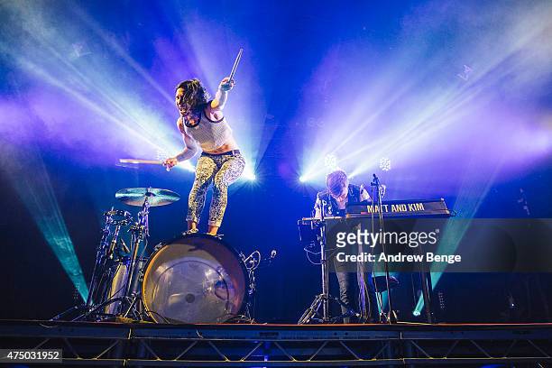 Kim Schifino and Matt Johnson of Matt & Kim perform on stage at Heaven on May 28, 2015 in London, United Kingdom