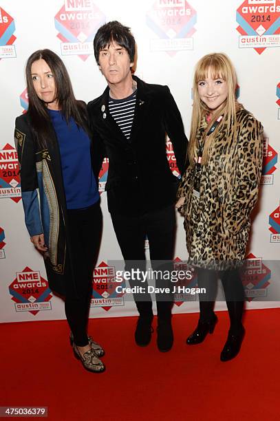 Johnny Marr and Angie Marr attends the annual NME Awards at Brixton Academy on February 26, 2014 in London, England.