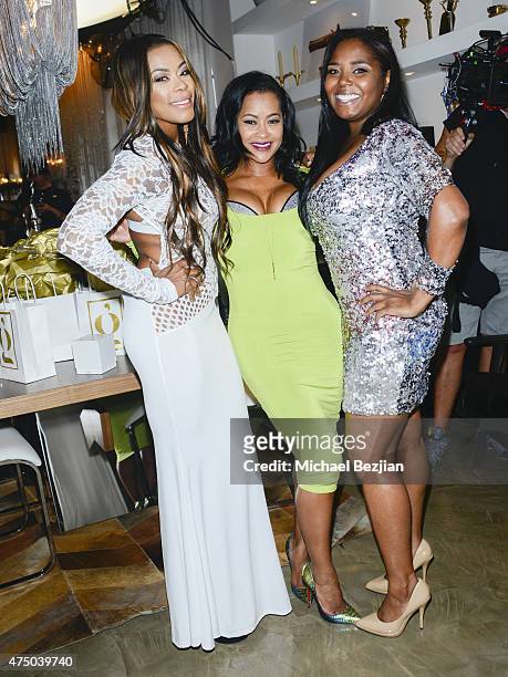 Actress Golden Brooks, TV personality Lisa Wu and actress Shar Jackson pose for portrait at The Golden Collection Trunk Show on May 28, 2015 in West...