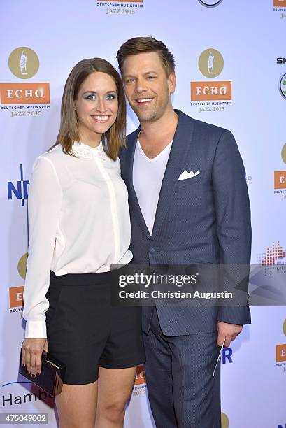 Tom Gaebel and Saskia Runge attend the Echo Jazz 2015 at the dockyard of Blohm+Voss on May 28, 2015 in Hamburg, Germany.