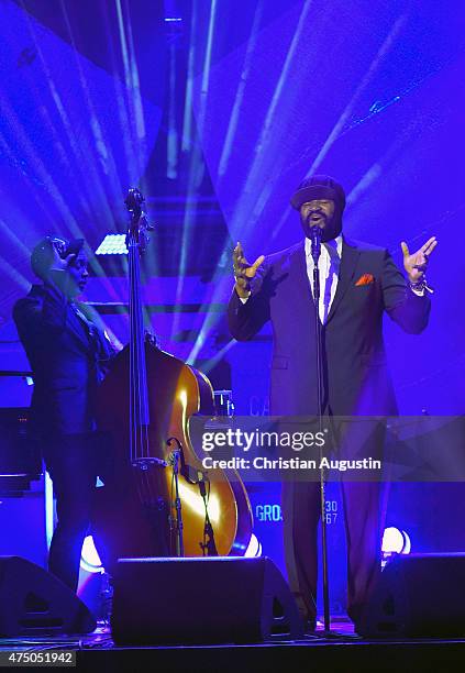 Gregory Porter performs during the Echo Jazz 2015 at the dockyard of Blohm+Voss on May 28, 2015 in Hamburg, Germany.