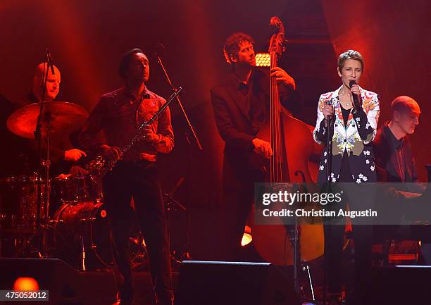 Stacey Kent performs during the Echo Jazz 2015 at the dockyard of Blohm+Voss on May 28, 2015 in Hamburg, Germany.