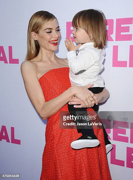 Actress Jaime King and son James Knight Newman attend the premiere of "Barely Lethal" at ArcLight Hollywood on May 27, 2015 in Hollywood, California.