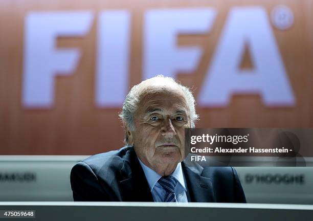 President Joseph S. Blatter looks on prior to the 65th FIFA Congress at the Hallenstadion on May 29, 2015 in Zurich, Switzerland.