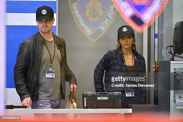 Stephen Amell and Megan Fox seen filming on location for 'Teenage Mutant Ninja Turtles 2' on May 28, 2015 in New York City.