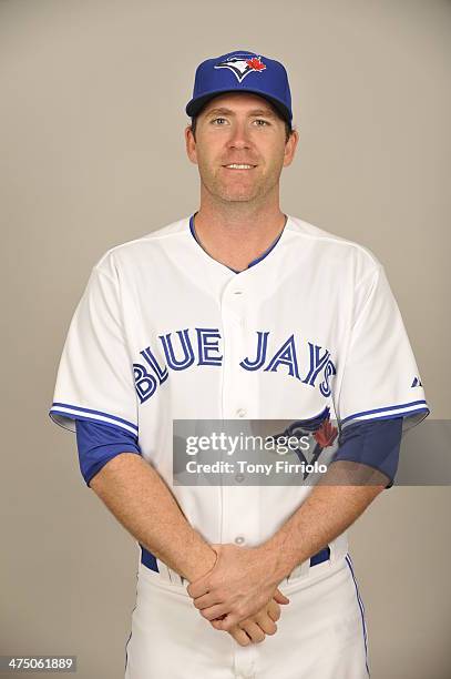 Casey Janssen of the Toronto Blue Jays poses during Photo Day on Tuesday, February 25, 2014 at Florida Auto Exchange Stadium in Dunedin, Florida.