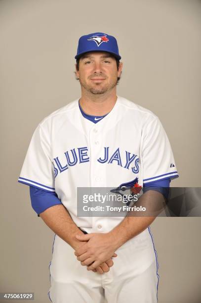 Andy LaRoche of the Toronto Blue Jays poses during Photo Day on Tuesday, February 25, 2014 at Florida Auto Exchange Stadium in Dunedin, Florida.
