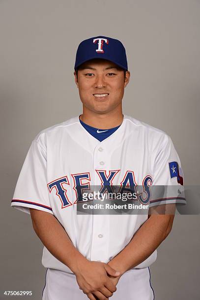 Kensuke Tanaka of the Texas Rangers poses during Photo Day on Tuesday, February 25, 2014 at Surprise Stadium in Surprise, Arizona.
