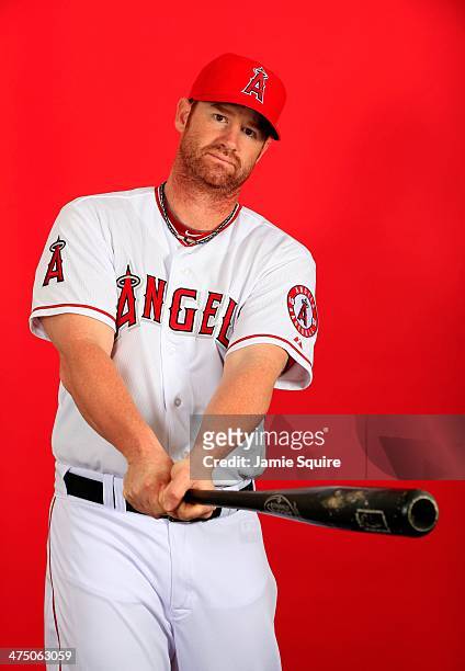 Chad Tracy poses during Los Angeles Angels photo day on February 26, 2014 in Tempe, Arizona.