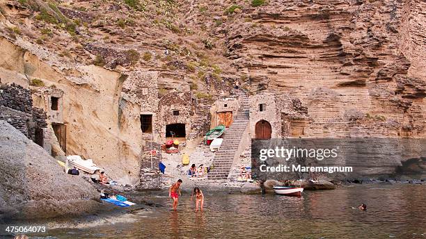 sunset at pollara - aeolian islands stock pictures, royalty-free photos & images